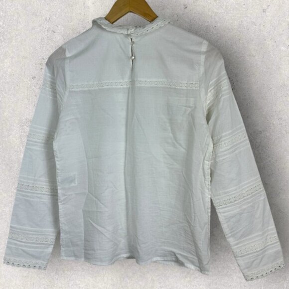 Sezane Tinai Blouse Ecru White Size 36 French US 4 Top Lace Crochet Minimalist - Picture 7 of 16